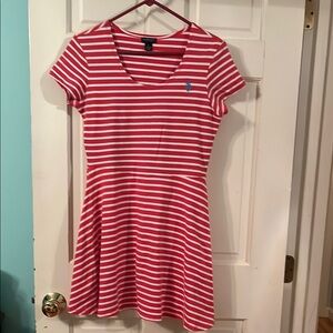 U.S. Polo Assn. Red and White Striped Mini Dress